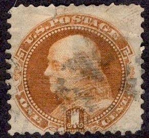 US Stamp #112 1c 1869 Pictorial Used SCV $130. Repaired.