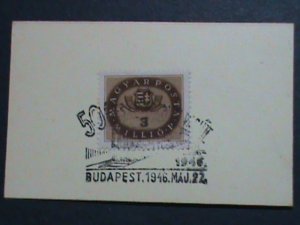 ​HUNGARY-1946- 76 YEARS OLD- STAMP PROOF CARD WITH STAMP-VF-HARD TO FIND