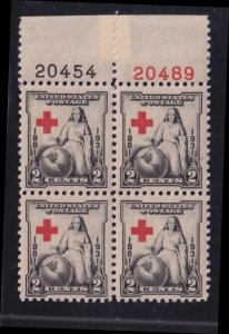 BOBPLATES US #702 Red Cross Top Left Plate Block 20454 20489 HR