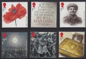 GB 3626-3631 First World War 1914 set (6 stamps) MNH 2014