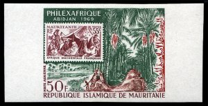 Mauritania #C80, 1969 2nd Philexafrique, imperf. sheet margin single, never h...