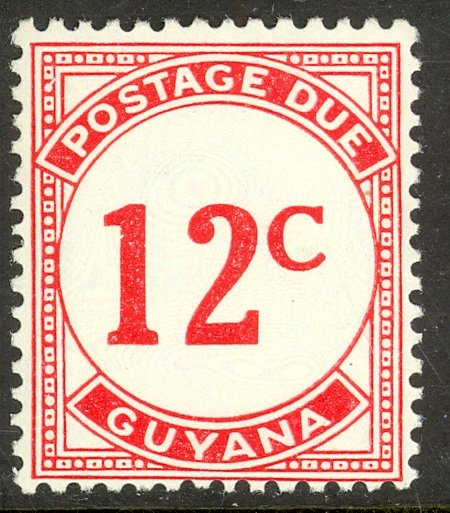 GUYANA 1973 12c Carmine POSTAGE DUE Scott J8 MNH