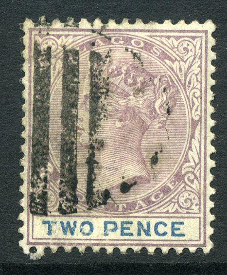 LAGOS; 1897 early classic QV issue Crown CA  2d. fine used value