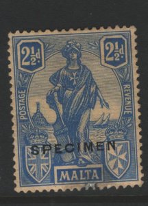 Malta Sc#104 MH - SPECIMEN - repaired tear at bottom