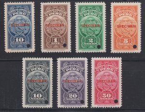 Peru MNH. 1938 Consular Service Stamps w/ 13mm SPECIMEN overprint, cplt set