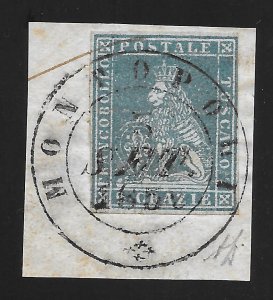 1851-52 Tuscany, n . 5 2 light blue crazie Enzo Diena certified