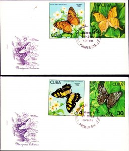 Cuba FDC Butterflies 1982 Two Covers Unaddressed