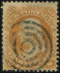 USA SC#71 Franklin, 30c, Bulls-eye cancellation