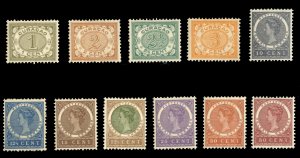 Netherlands Colonies, Netherlands Antilles #30/40 Cat$218, 1904-8 1-c50c, wit...