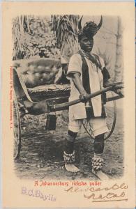 NATAL -  POSTAL HISTORY - POSTCARD to ITALY - 1902: RICKSHAW PULLER South Africa