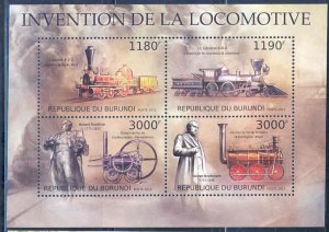 BURUNDI  2012  INVENTION OF THE LOCOMOTIVES GEORGE STEPHENSON  SHEET NH