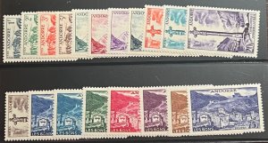 French Andorra 1955-1958 SC 124-142 MNH set