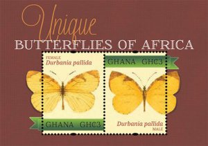 Ghana 2012 - Butterflies of Africa - Souvenir Stamp Sheet - Scott #2701 - MNH