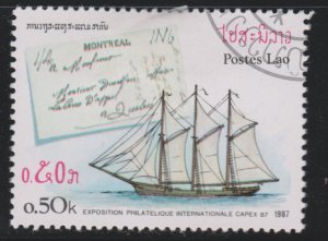 Laos 788 Packet Ships and Slampless Packet Letters 1987