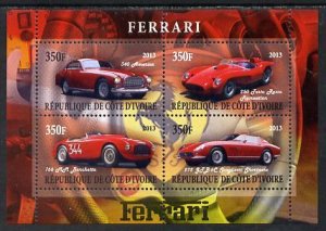 IVORY COAST - 2013 - Ferrari Cars #1 - Perf 4v Sheet - MNH-Private Issue