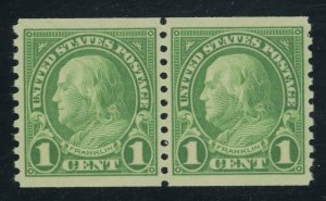 USA 597 - 1 cent coil pair - PSE Graded Cert: XF 90 Mint OGnh + PF Cert