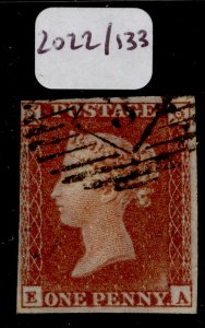 GB QV SG8, 1d red-brown, USED. Cat £275. LAVENDER-TINTED PAPER CERT. EA 