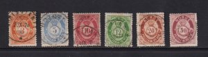 Norway - 6 from 1877 set, used, cat. $ 99.00