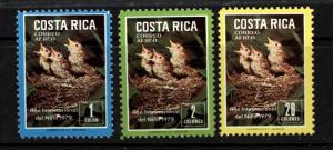 Costa Rica Scott 747-749 BIRDS Mint Never Hinged in Mounts