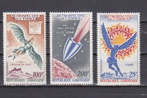 Gabon, Scott cat. C92-C94. Jules Verne-Space issue.