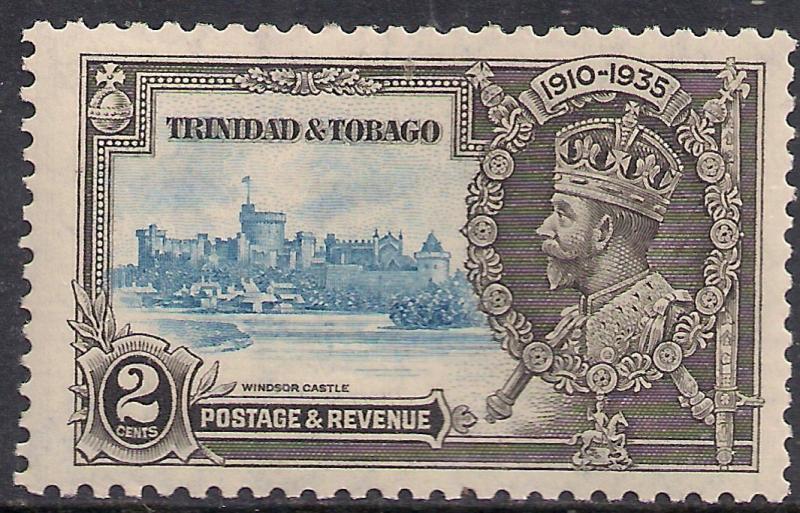 Trinidad & Tobago 1935 KGV 2 ct Silver Jubilee MM SG 239 ( M1176 )