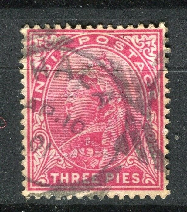 INDIA; 1890s early classic QV issue used 3p. value + Postmark, Hala