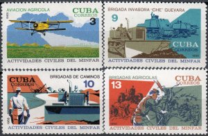 CUBA Sc# 1374-1377  CIVIL ACTIVITIES OF THE ARMED FORCES  Cpl set of 4  1968 MNH