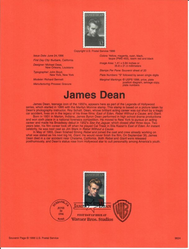 US SP1210 James Dean Souvenir Page #3082
