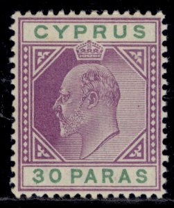 CYPRUS EDVII SG51, 30pa violet & green, M MINT. Cat £26.