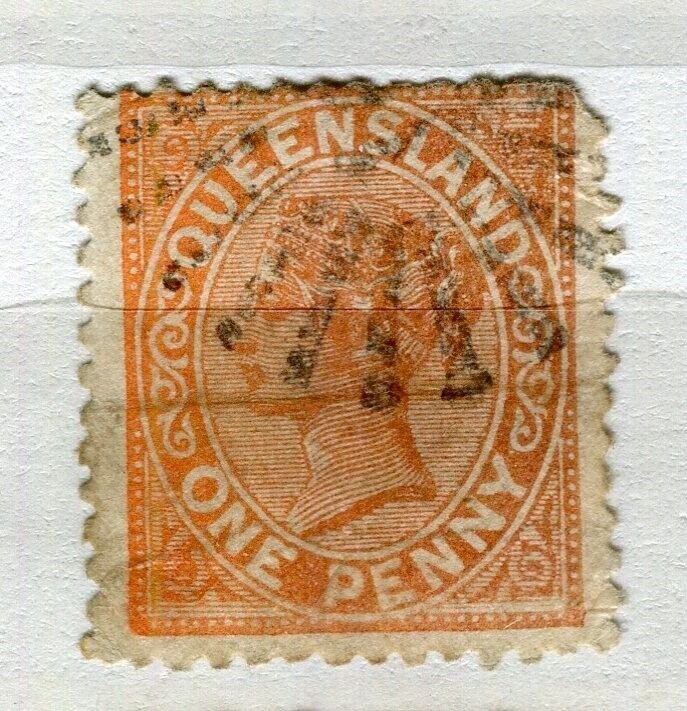 QUEENSLAND; 1880s early classic QV issue fine used Shade of 1d. value