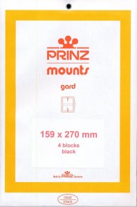 Prinz SCOTT Stamp Mount 159/270mm - BLACK - Pack of 4 (159x270 159mm)  PRECUT