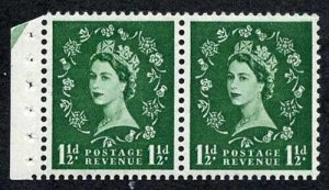 SB61 1 1/2d Wmk Tudor Perf E (1/2v) Booklet Pane of 2 U/M