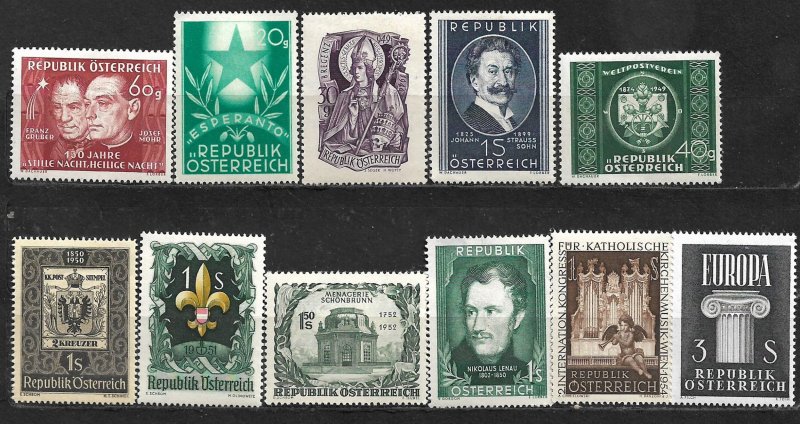 COLLECTION LOT OF 11 AUSTRIA 1948+ MH STAMPS CV+ $39