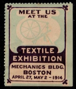 1914 US Cinderella  Meet Us At the Textile Exhibition April 27 - May 2, 1914 MNH