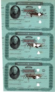 Series of 1878 Distillery Warehouse Stamps (3) U.S. Internal Revenue, Z. Taylor