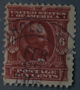 United States #305 Used FN 6 Cent Garfield FEB 23 1906 Cancel