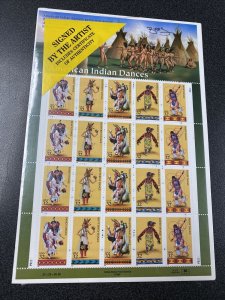 US Scott 3072-76  American Indian Dances Pane of 20 Signed by Artist