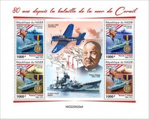 NIGER - 2022 - Battle of Coral Sea - Perf 4v Sheet - Mint Never Hinged
