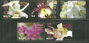 Papua New Guinea MNH 1118,1120-3 Orchids Flowers