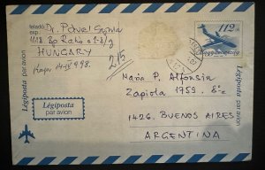 CM) 1997. HUNGARY. STATIONARY LETTER. SENT BY PLANE TO ARGENTINA. XF