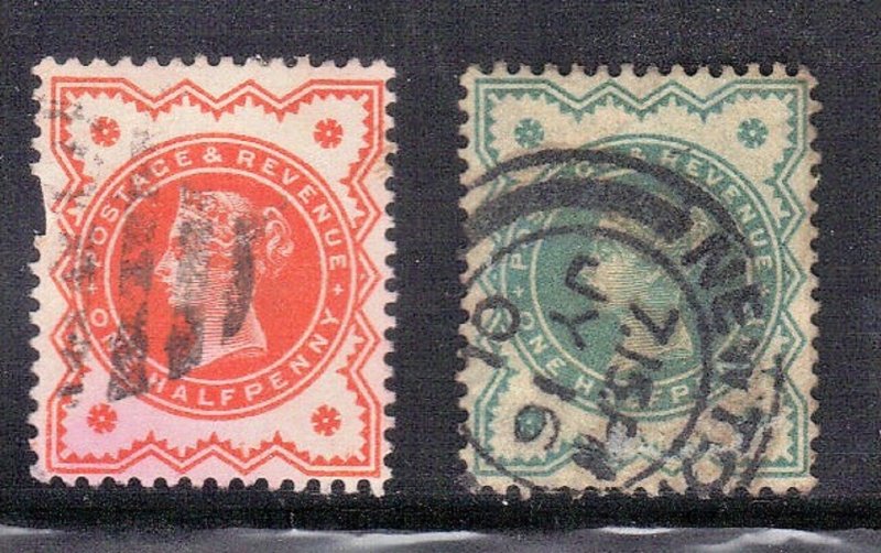 GREAT BRITAIN SC# 111+125 **USED**  1887-1900 1/2p SEE SCAN