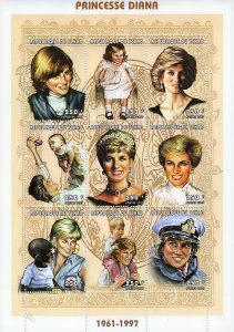 Chad 1997 Sc#749 Diana,Princess of Wales Sheetlet (9) Perforated MNH