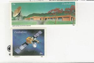 1985 Zimbabwe SC #491-492 INTELSAT-V & EARTH SATELITE STATION  MNH stamps