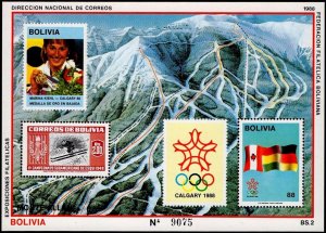 Bolivia 1988 MNH Stamps Souvenir Sheet Scott C356 Sport Olympic Games Skiing