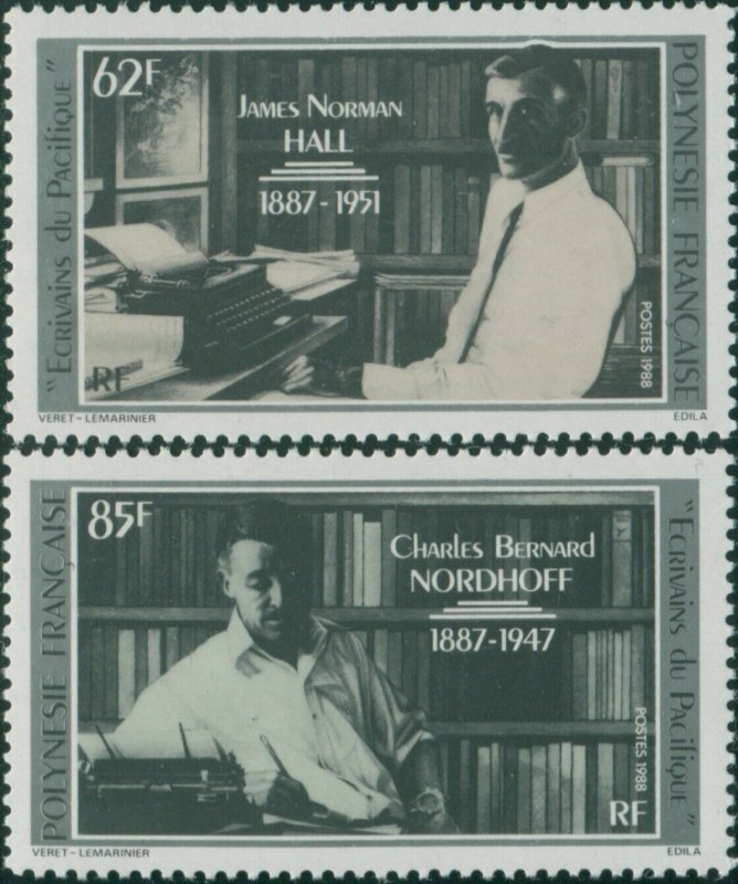 French Polynesia 1988 Sc#476-477,SG526-527 Nordhoff and Hall writers set MNH