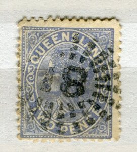 QUEENSLAND; 1882-83 early classic QV issue fine used Shade of 2d. value