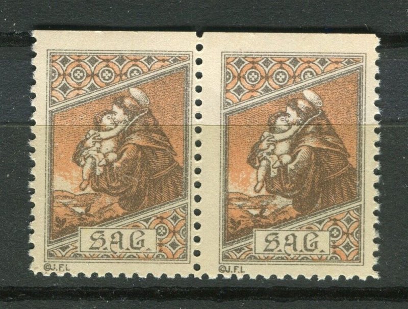 FRANCE; Early 1900s classic Red Cross issue fine Mint Pair