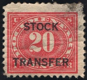 RD6 20¢ Stock Transfer Stamp (1918) Used