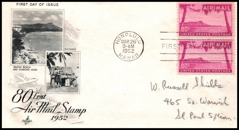 US C46 Diamond Head Artcraft Pencil FDC