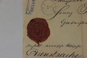 Austria 57 Military wax seal registered Wels 1894 Linz KUK Dragoner Regiment 15